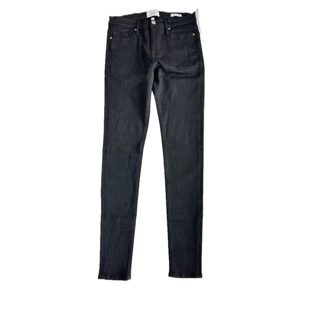 FRAME DENIM LONG Jeggings True Skinny Jeans Jagger in Noir Black TALL 31 x 32 In